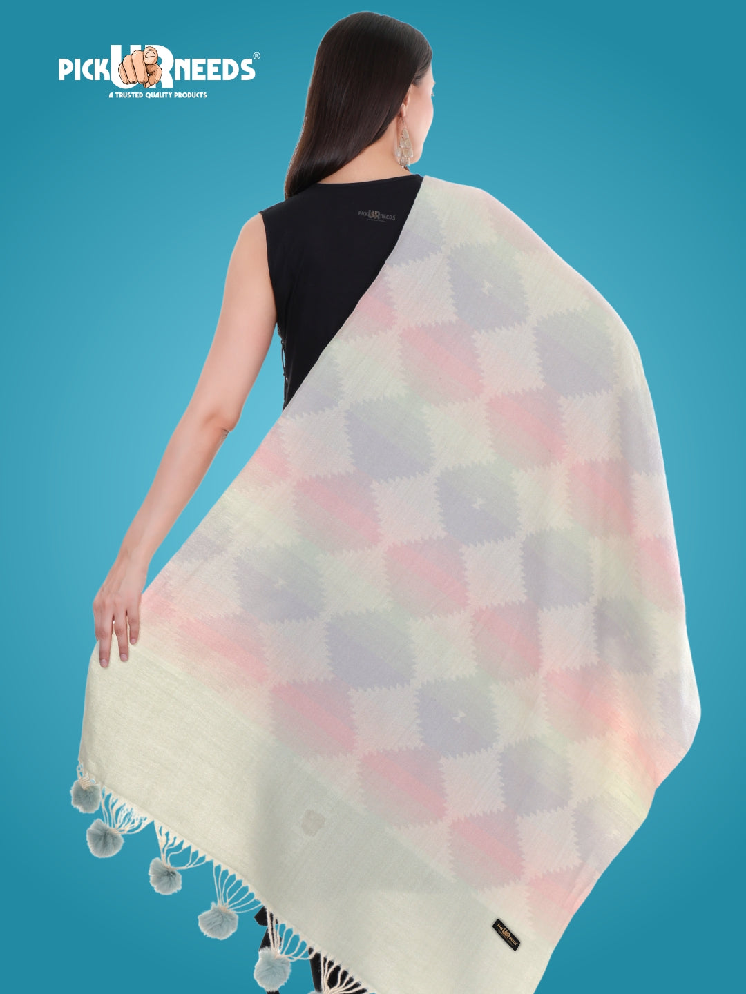 Pick Ur Needs Women’s Soft Woolen Shawl Premium Warm & Breathable Winter Stole  Elegant Striped Design with Tassels