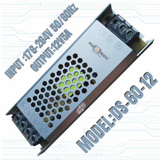 Pick Ur Needs LED Driver 12V 5A Led Power Supply Transformer Ultra Thin and Slim Dustproof LED Driver