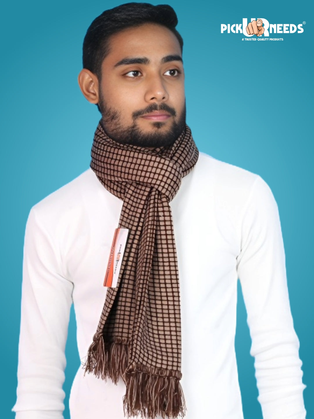 Pick Ur Needs Premium Winter Muffler Soft Warm Woolen for Men Scarf with Stylish Check Pattern Long & Comfortable Cold Weather Neck Wrap