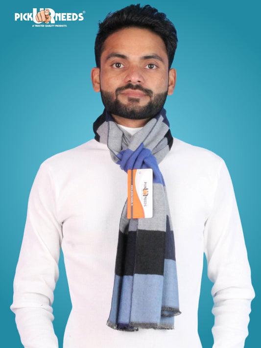 Pick Ur Needs Premium Winter Muffler for Men Soft Wool-Blend Checked Scarf Warm, Lightweight & Stylish Muffler for Office, Casual & Outdoor Wear