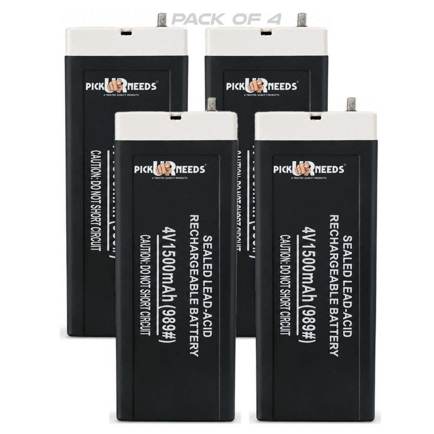 Pick Ur Needs 4V 1500mAh Rechargeable Lead Acid Battery for Emergency & Security Use 4 hrs Lantern Emergency Light (Black)