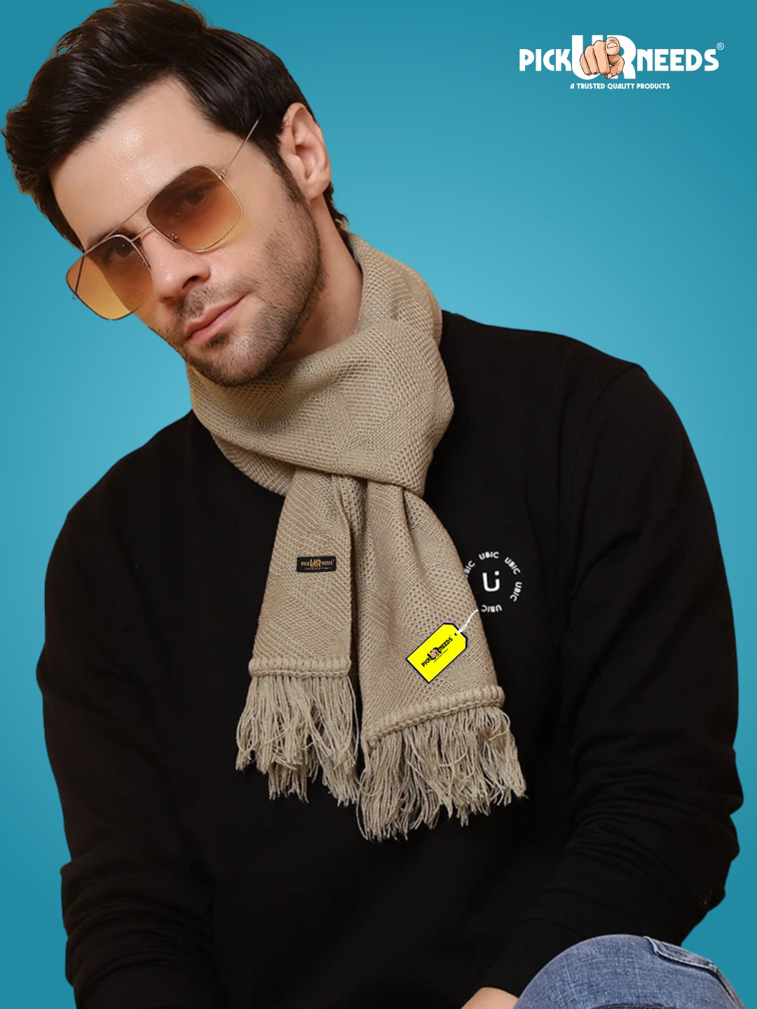 Pick Ur Needs Premium Soft, Warm & Breathable Wool Blend Winter Scarf for Men Fashionable Elegant Muffler