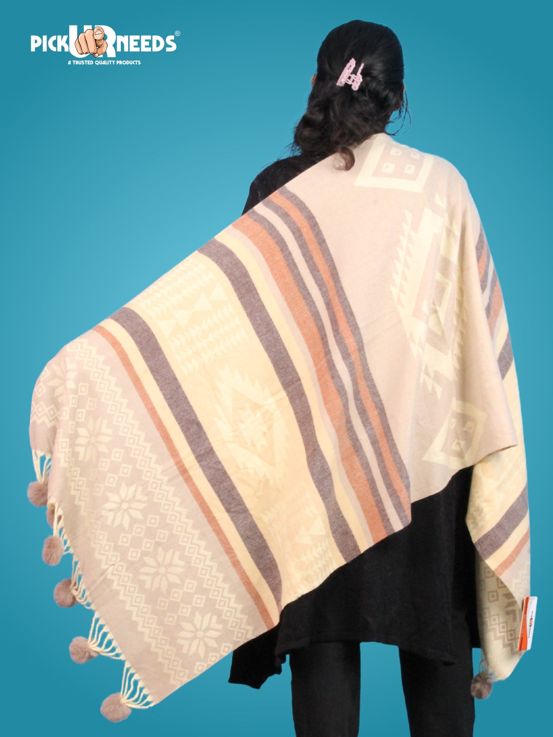 Pick Ur Needs Women's Soft Winter Shaw Warm Wool Blend Wrap  Stylish Tassel Stole