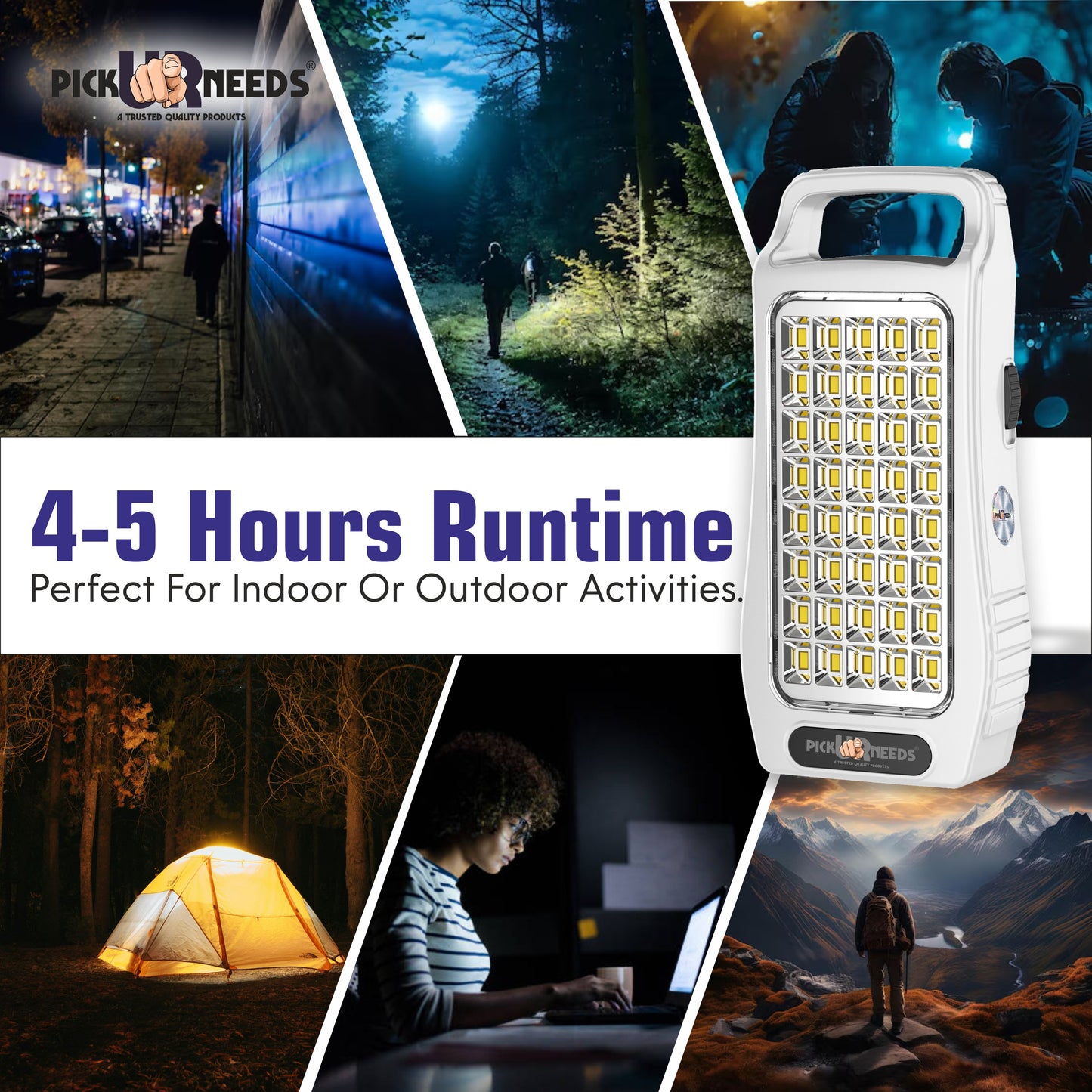 Pick Ur Needs 50W Rechargeable Emergency Light With 40 SMD Big LED 4500mAh Long Battery Backup 8 hrs Lantern Emergency Light