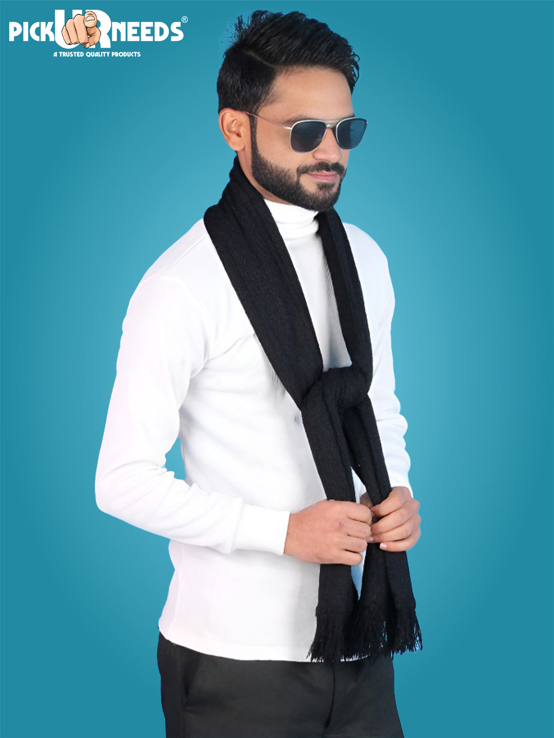 Pick Ur Needs Premium Winter Knit Muffler for Men Soft Woolen Neck Scarf with Stylish Pattern Warm & Comfortable Winter Wear for Outdoor & Casual Use