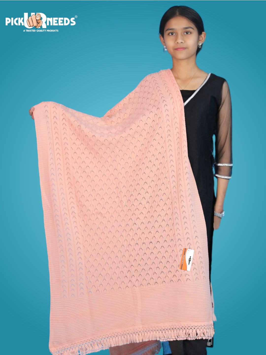 Pick Ur Needs Wool Self Design Women Shawl