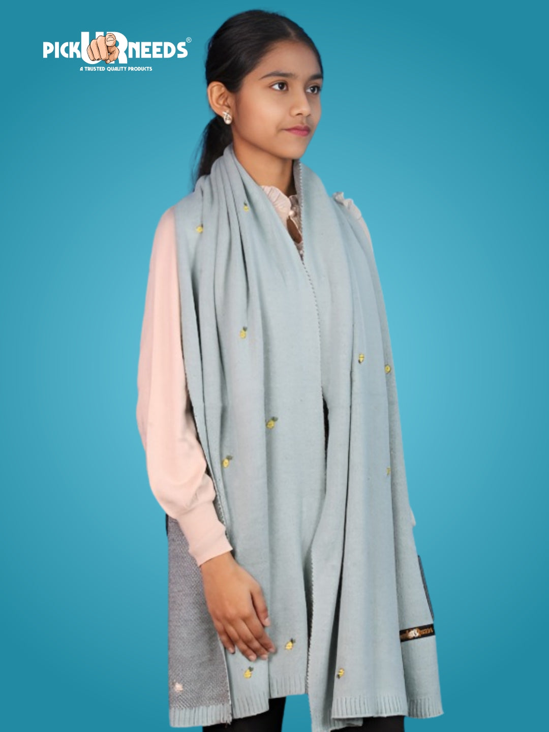 Pick Ur Needs Women's Knit Shawl Wrap with Border Soft, Warm & Lightweight Winter Stole Elegant Tan Bordered Scarf for Girls