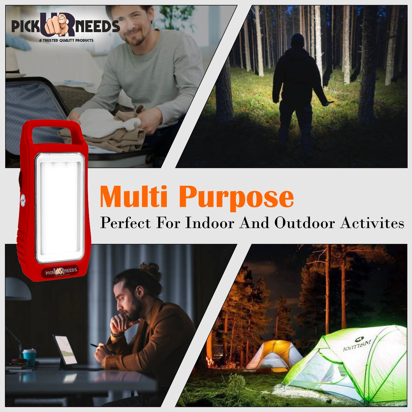 Pick Ur Needs Rechargeable Home Emergency Lantern With 3 Bright Tube Light Long Battery Backup 5 hrs Torch Emergency Light