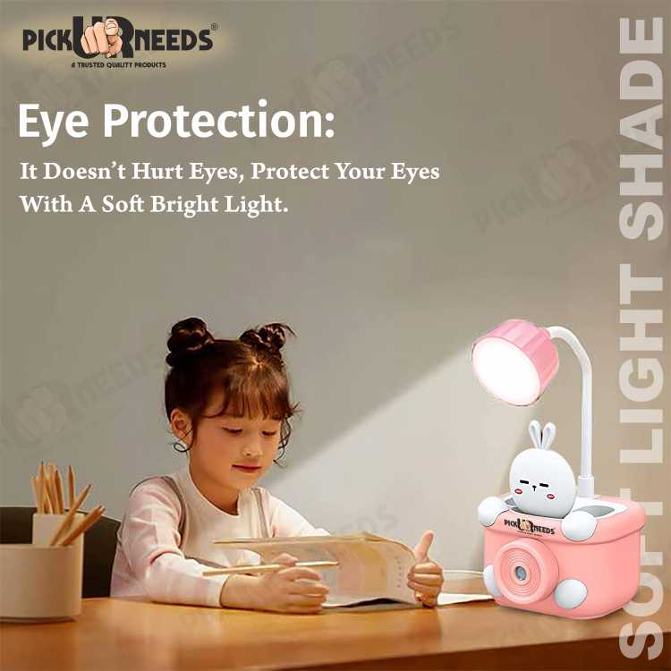 Pick Ur Needs Multi-Functional Study Lamp Desk Lamp with Sharpener and Pen Holder Study Lamp  (20 cm, Brown)