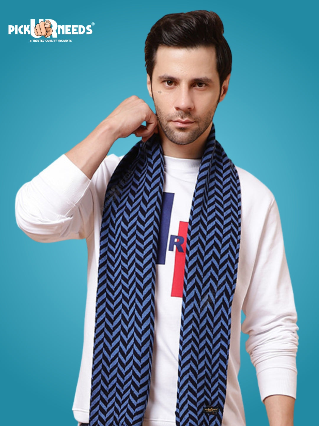 Pick Ur Needs Men's Stylish Zig Zag Knit Scarf  Soft, Warm & Breathable Fabric for Causal & Formal Wear Winter Muffler