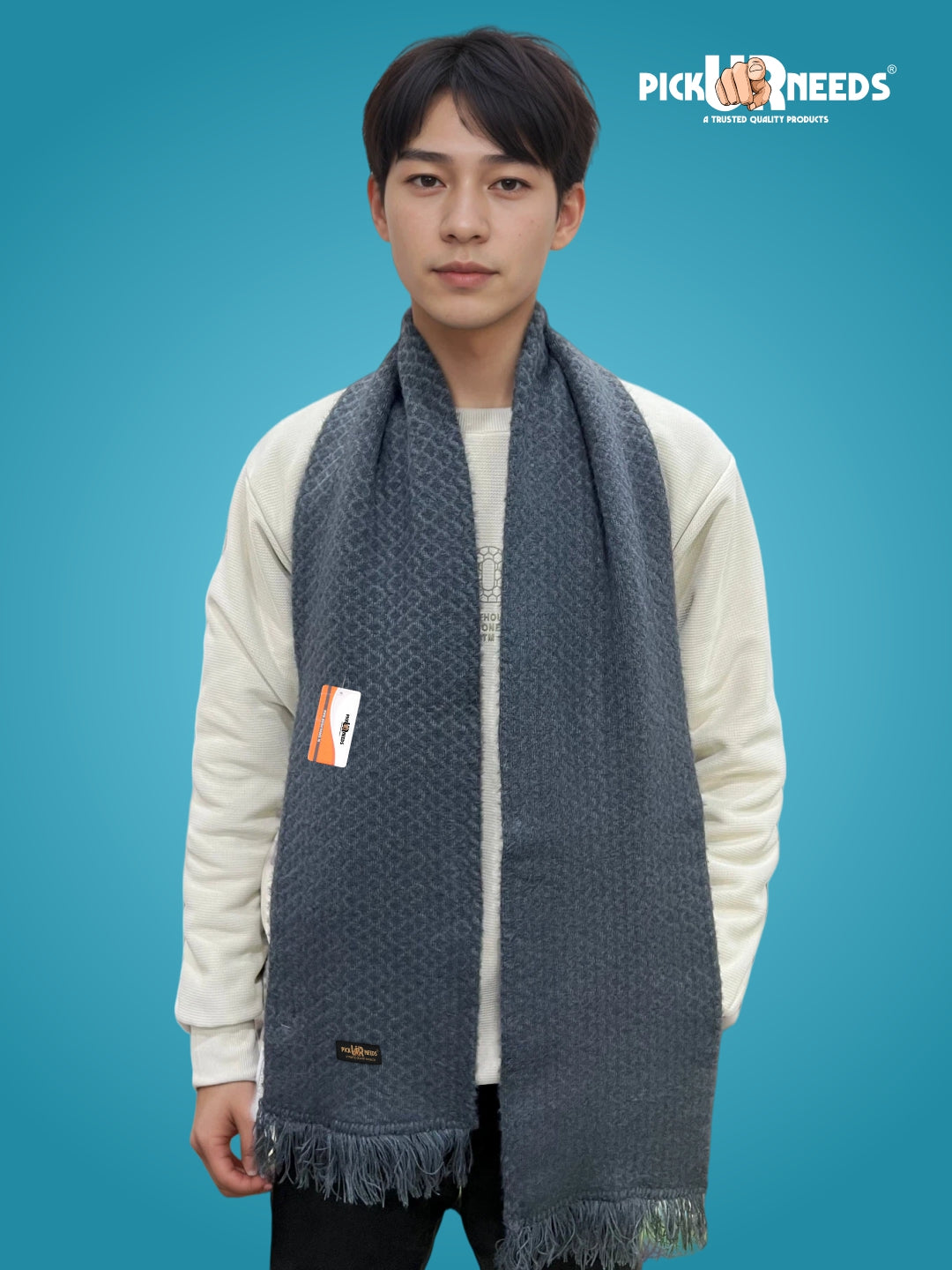 Pick Ur Needs Premium Winter Knit Muffler for Men Soft Woolen Neck Scarf with Stylish Pattern Warm & Comfortable Winter Wear for Outdoor & Casual Use