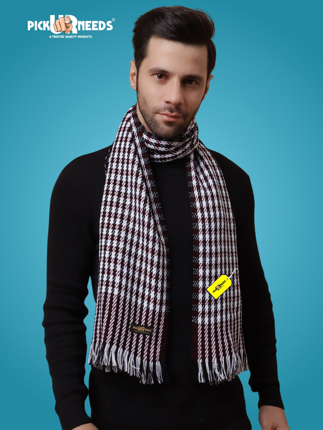 Pick Ur Needs Premium Men's Warm And Stylish Woolen Muffler With Multicolour Stripes And Stylish Tussles Ends