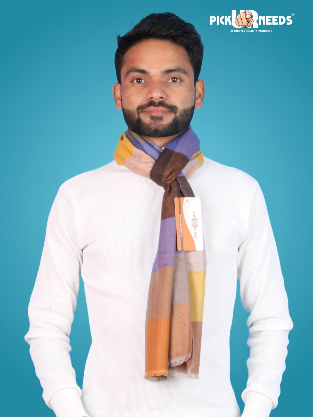 Pick Ur Needs Premium Winter Muffler for Men Soft Wool-Blend Checked Scarf Warm, Lightweight & Stylish Muffler for Office, Casual & Outdoor Wear