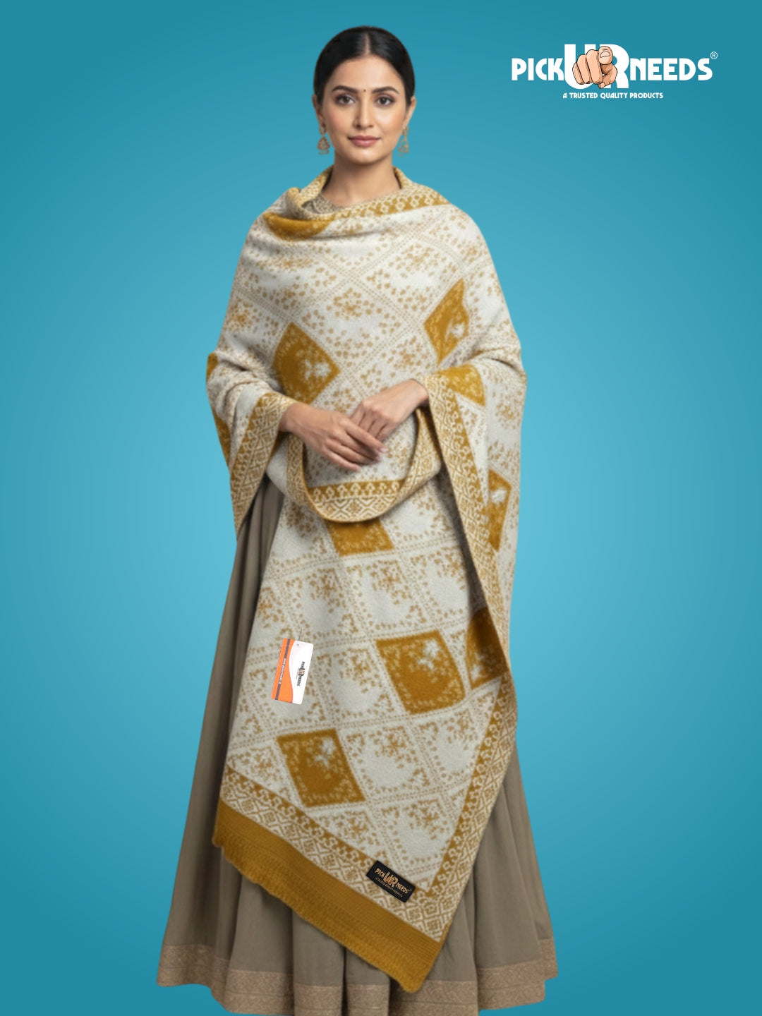 Pick Ur Needs Woolen Shawl for Women | Warm Winter Wool Fabric Shawls with Traditional Prints | Soft & Elegant Ethnic Stole