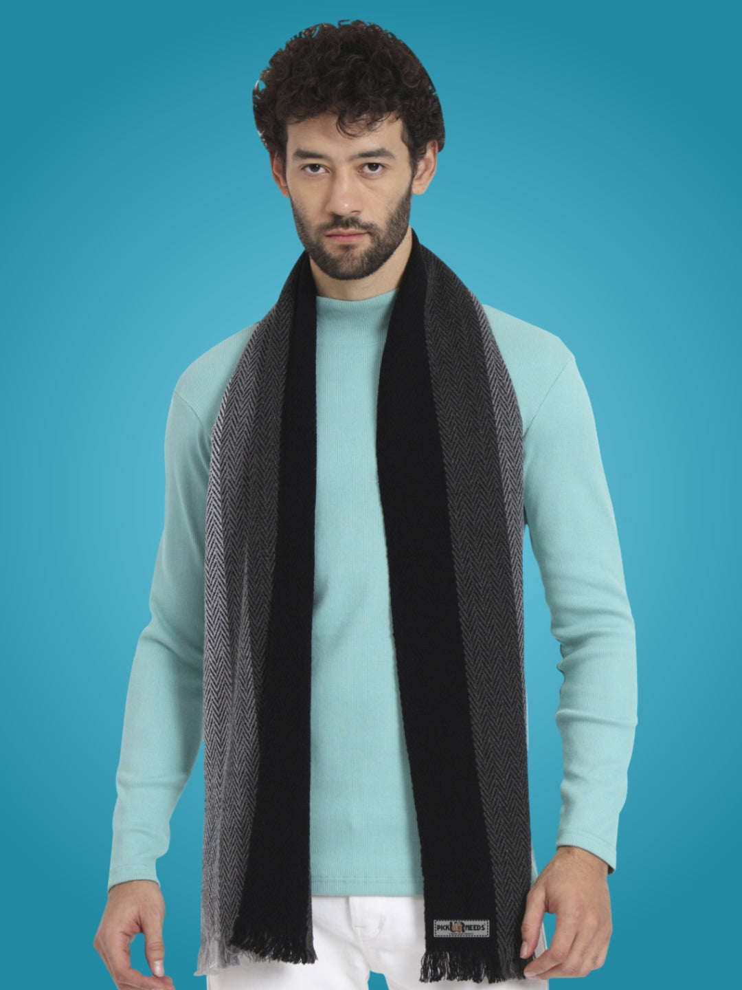 Pick Ur Needs Premium Men's Warm And Stylish Woolen Muffler With Multicolour Stripes And Stylish Tussles Ends