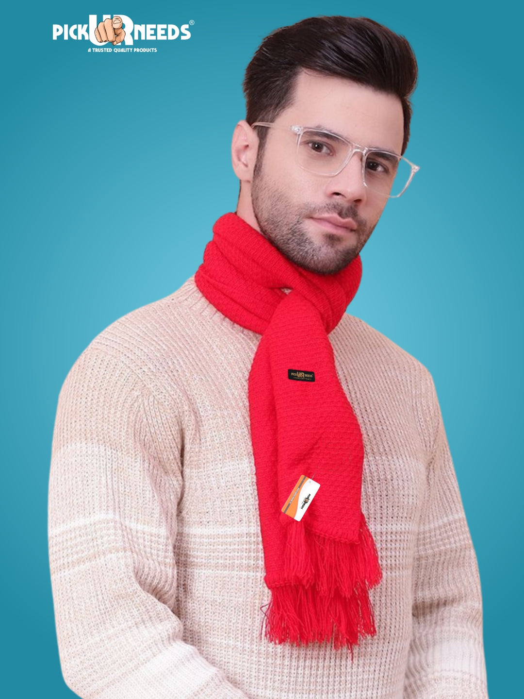 Pick Ur Needs Premium Soft Knitted Winter Muffler for Men Elegant Wool Blend Scarf with Tassel Fringe Stylish Warm Winter Wear for Casual & Formal Outfits
