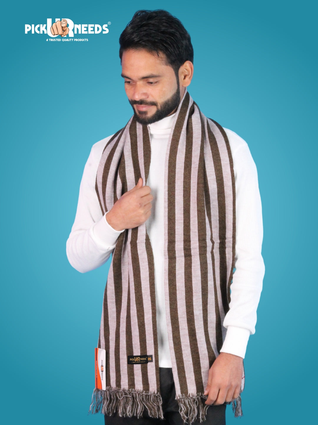 Pick Ur Needs Premium Soft Winter Muffler for Men Stylish Striped Woolen Scarf Warm & Comfortable