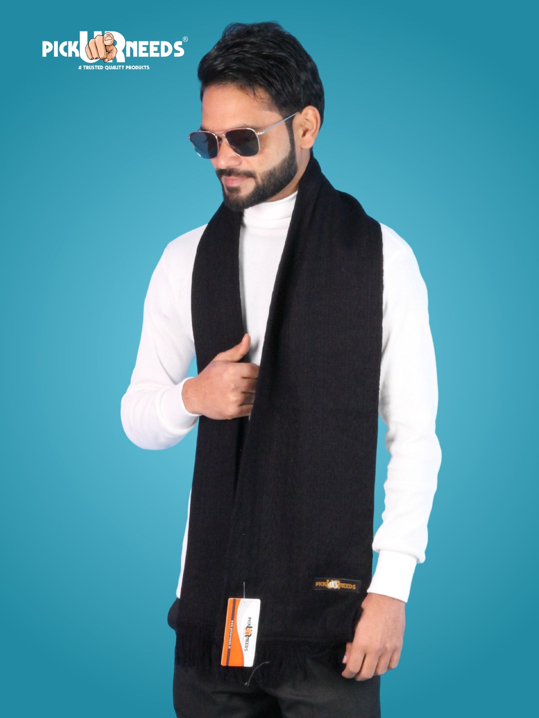 Pick Ur Needs Men’s Winter Woolen Muffler Soft & Warm Knitted Scarf with Fringes Premium Warm Mufflers