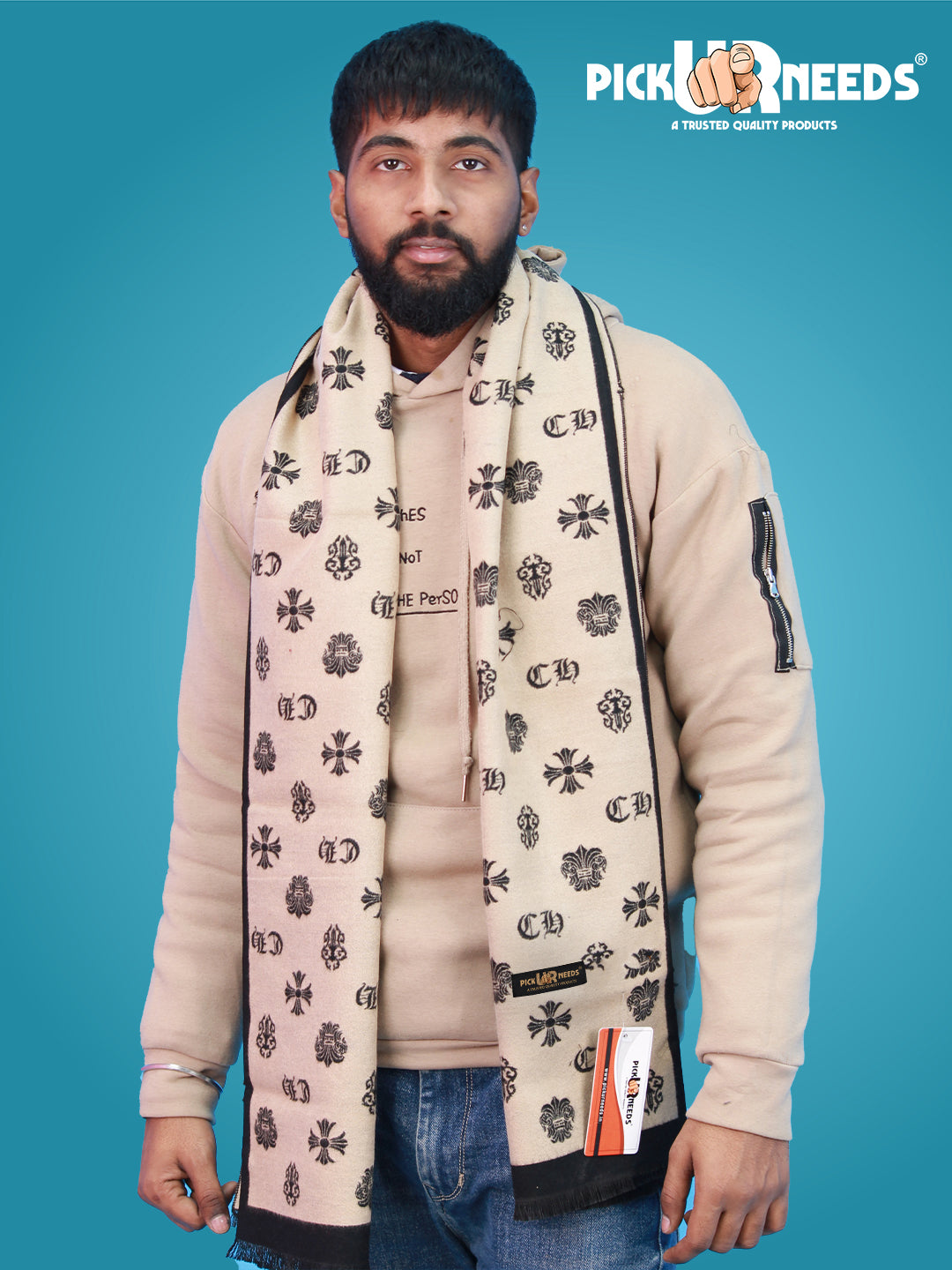 Pick Ur Needs Wool Blend Muffler for Men Soft Winter Scarf with Elegant Checks All-Day Comfort