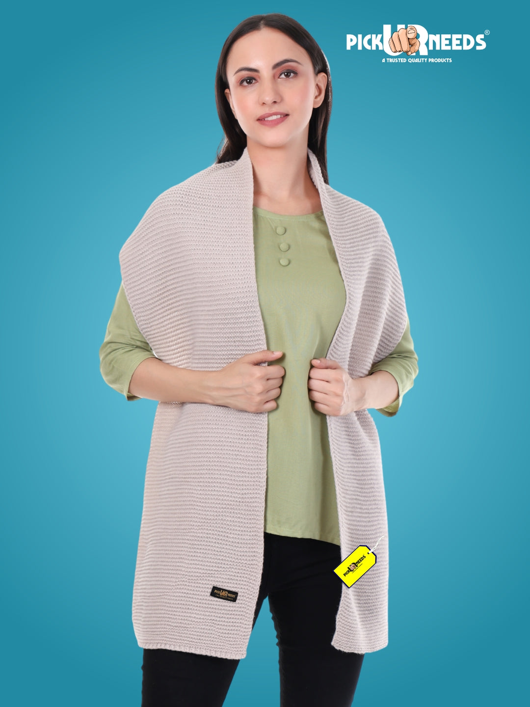 Pick Ur Needs Premium Knitted Winter Shawl/Stole for Women | Soft & Warm Woolen Wrap | Multipurpose Muffler,Shrug & Scarf