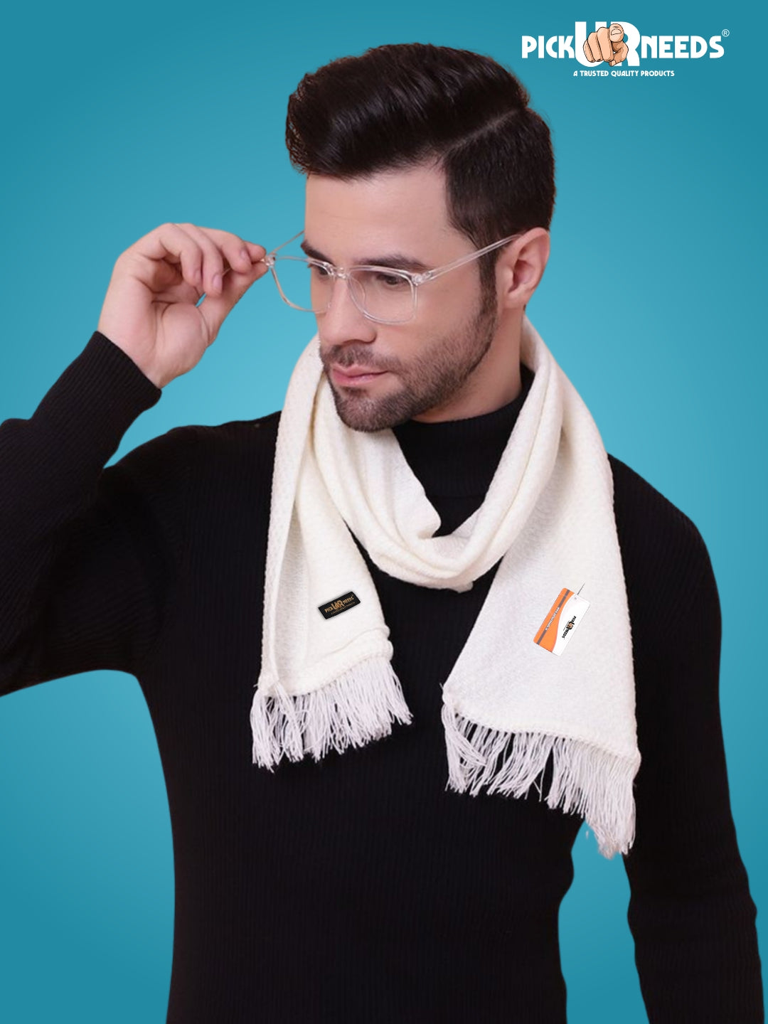 Pick Ur Needs Premium Soft Knitted Winter Muffler for Men Elegant Wool Blend Scarf with Tassel Fringe Stylish Warm Winter Wear for Casual & Formal Outfits