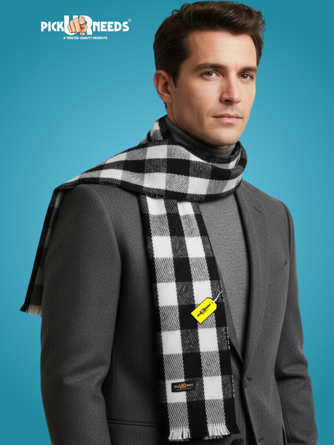 Pick Ur Needs Premium Men's Warm And Stylish Woolen Muffler With Multicolour Stripes And Stylish Tussles Ends