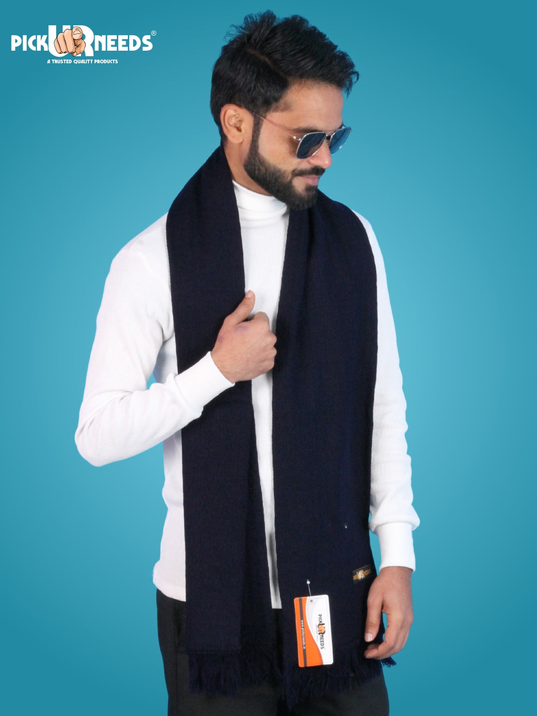 Pick Ur Needs Men’s Winter Woolen Muffler Soft & Warm Knitted Scarf with Fringes Premium Warm Mufflers