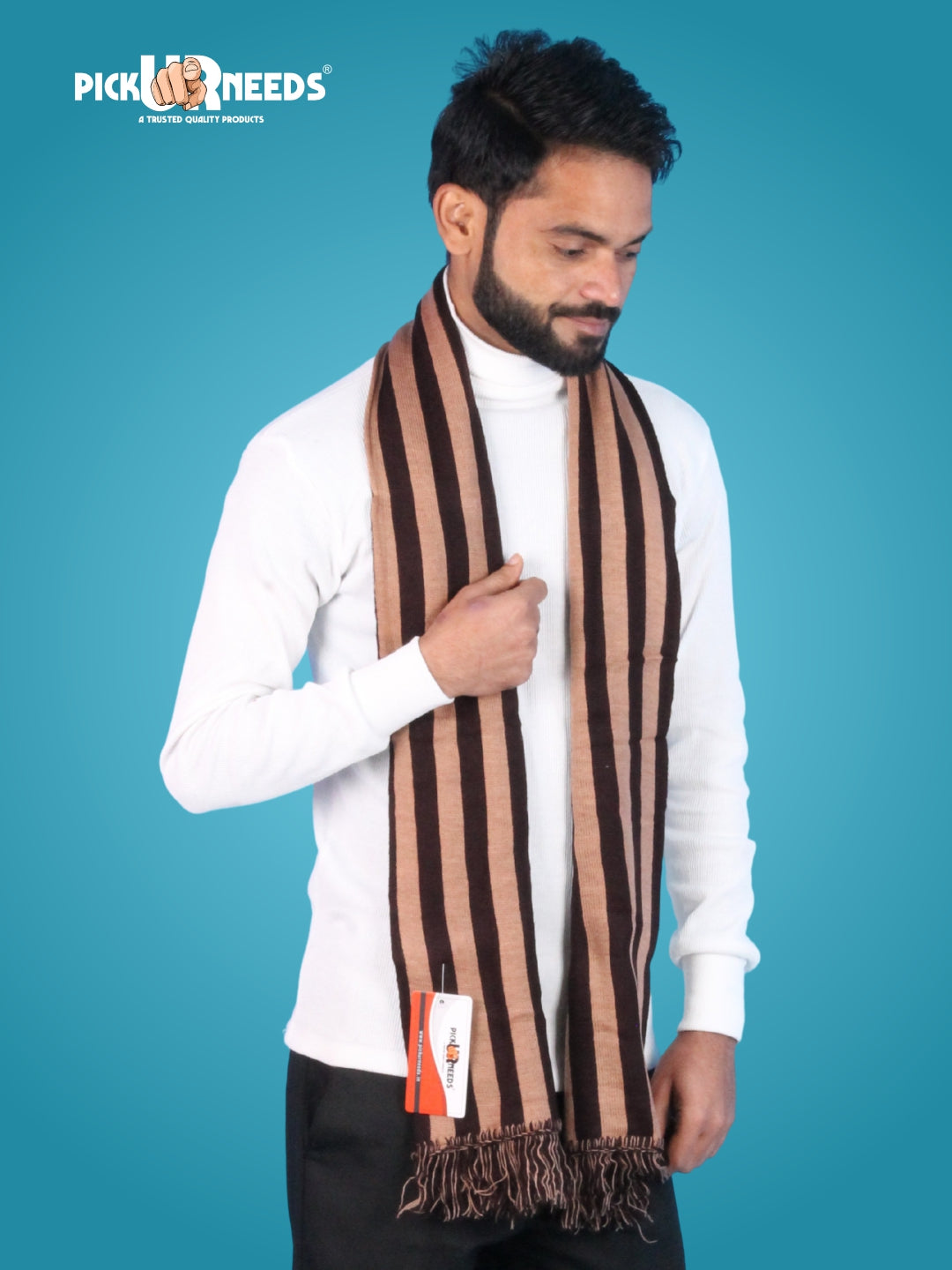 Pick Ur Needs Premium Soft Winter Muffler for Men Stylish Striped Woolen Scarf Warm & Comfortable