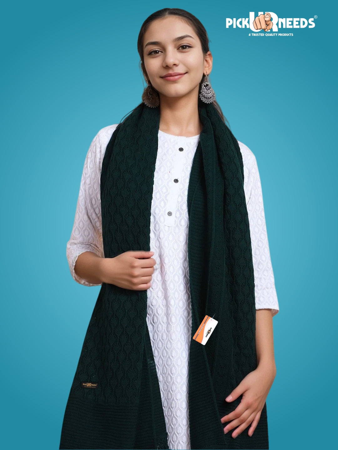 Pick Ur Needs Wool Self Design Women Shawl