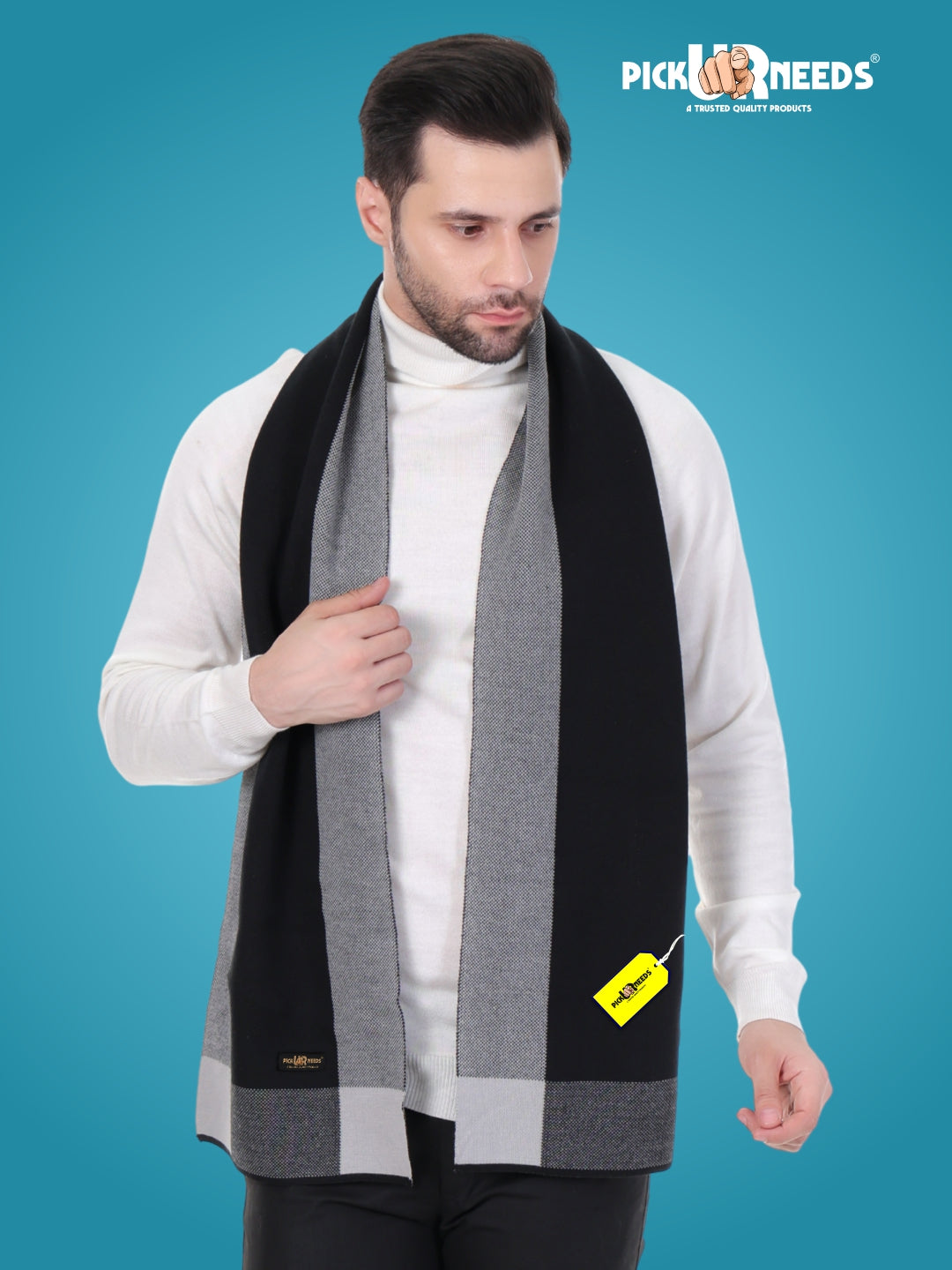 Pick Ur Needs Men’s Premium Winter Wool Muffler – Soft & Warm Knitted Scarf for Casual, Office & Travel Stylish Stripe Design