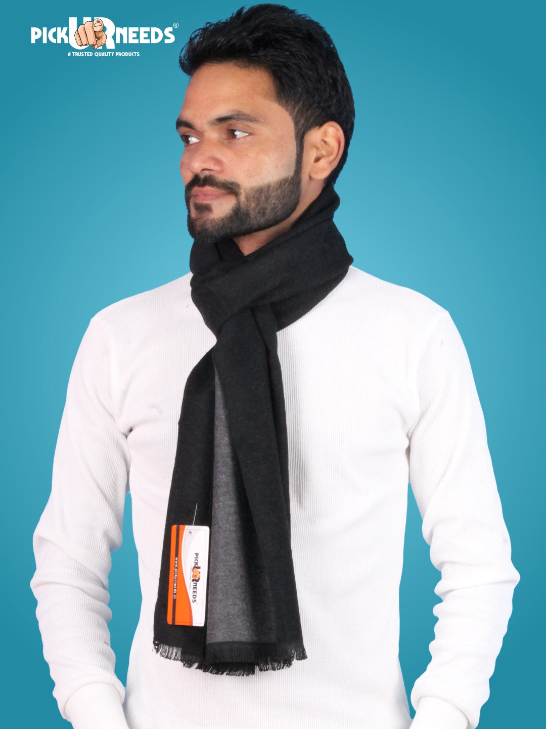 Pick Ur Needs Reversible Winter Muffler for Men Dual-Color Soft Woolen Scarf Warm, Stylish & Lightweight Muffler for Casual, Office & Outdoor Wear