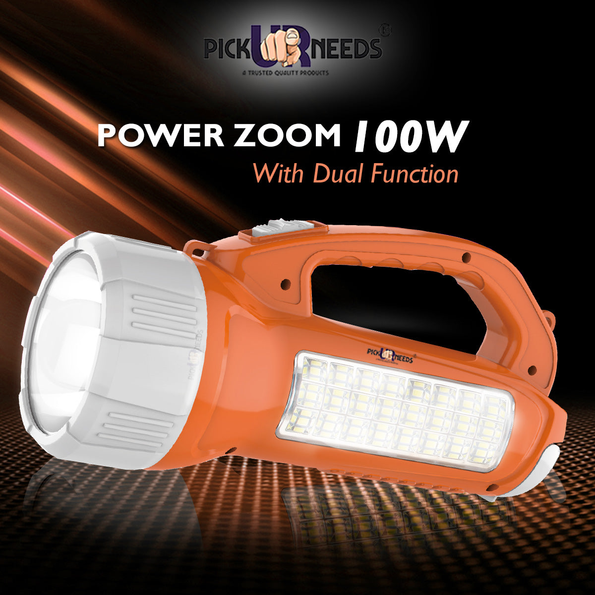 Pick Ur Needs Long Range LED Emergency 100W+24 SMD Rechargeable Search Torch Light