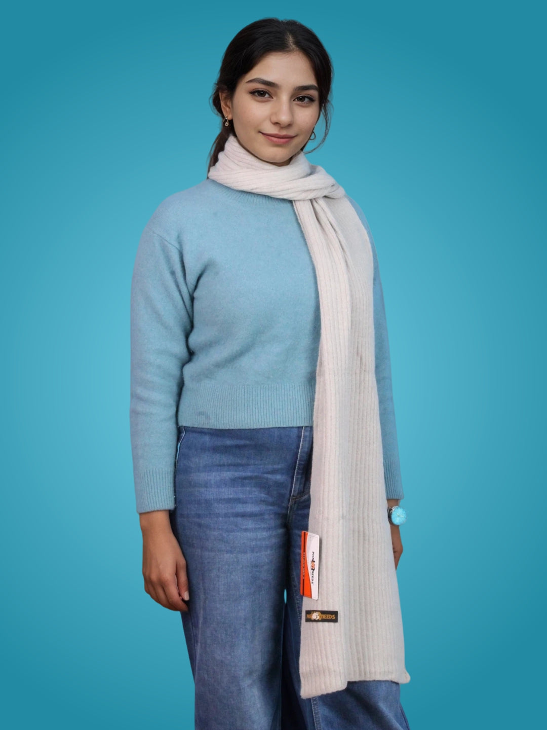 Pick Ur Needs Ultra Soft Ribbed Knit Muffler for Women Warm Winter Woolen Scarf Cozy Lightweight Neck Warmer for Casual & Outdoor Use
