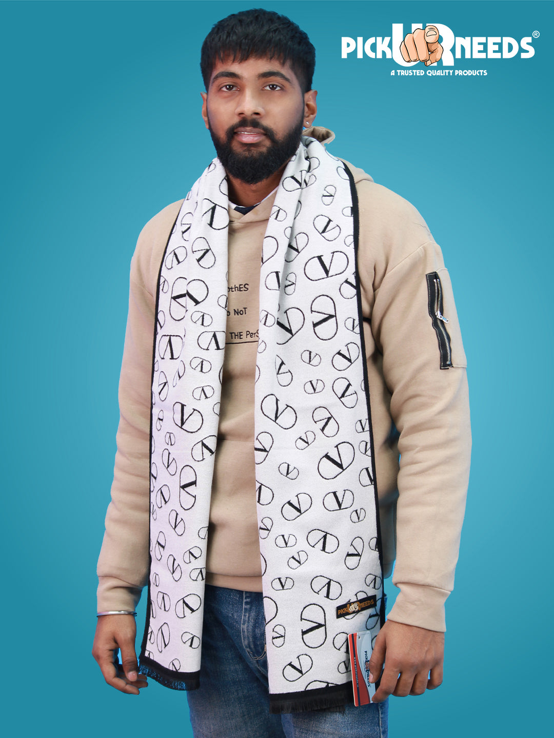 Pick Ur Needs Wool Blend Muffler for Men Soft Winter Scarf with Elegant Checks All-Day Comfort