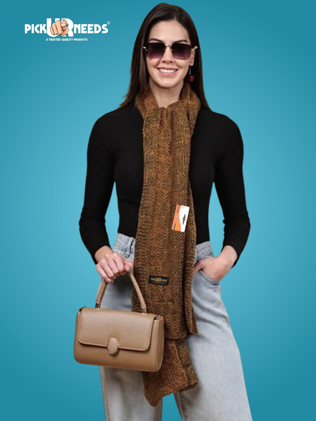 Pick Ur Needs Women’s Knitted Winter Scarf – Soft, Warm & Stylish Casual Long Muffler Stole for Girls