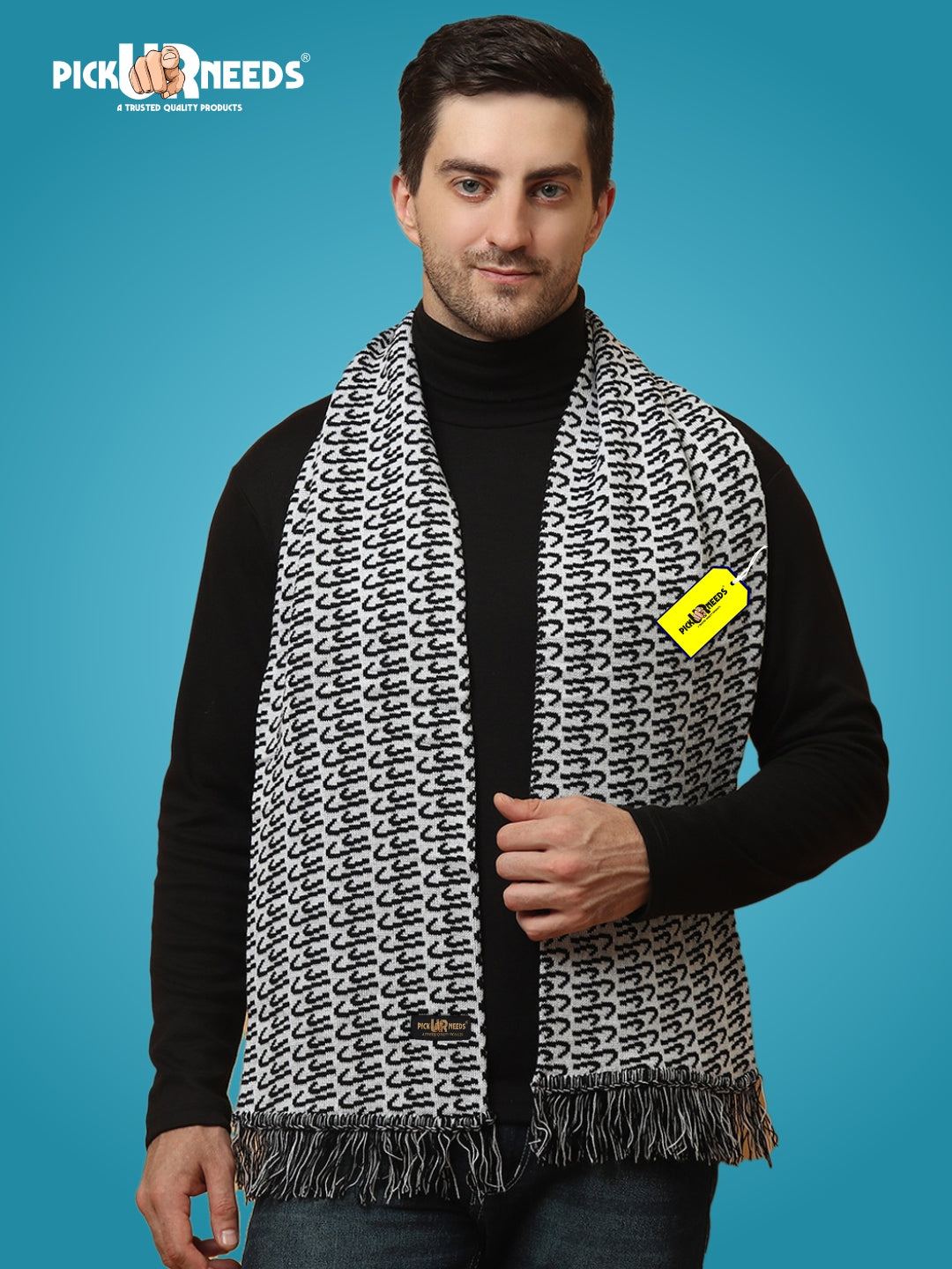 Pick Ur Needs Premium Winter Knit Muffler for Men Soft Woolen Neck Scarf with Stylish Pattern Warm & Comfortable Winter Wear for Outdoor & Casual Use