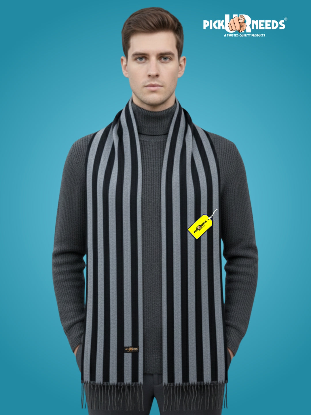 Pick Ur Needs Premium Soft Winter Muffler for Men Stylish Striped Woolen Scarf Warm & Comfortable