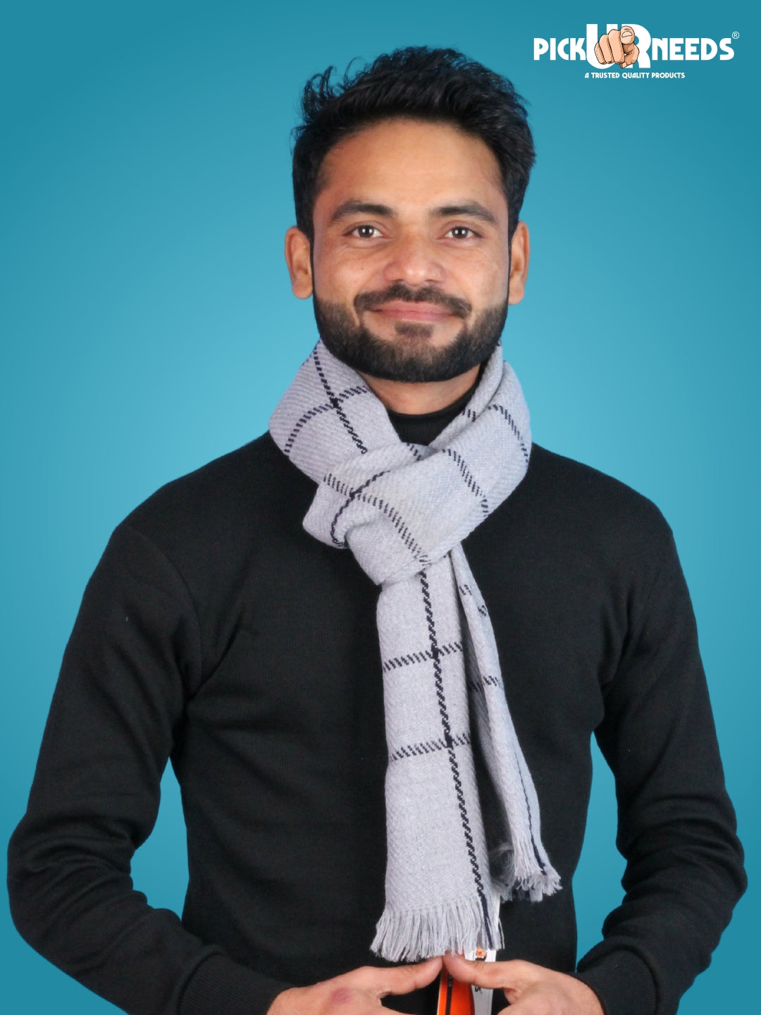 Pick Ur Needs Premium Men's Warm And Stylish Woolen Muffler With Multicolour Stripes And Stylish Tussles Ends