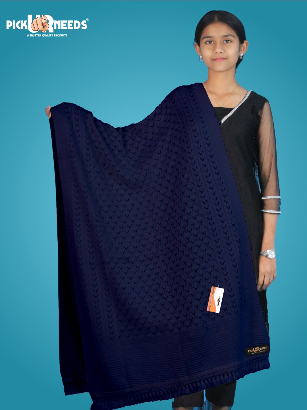 Pick Ur Needs Women’s Premium Knitted Winter Soft Shawl Woolen Warm Stole with Elegant Lace Pattern & Tassels For Girls