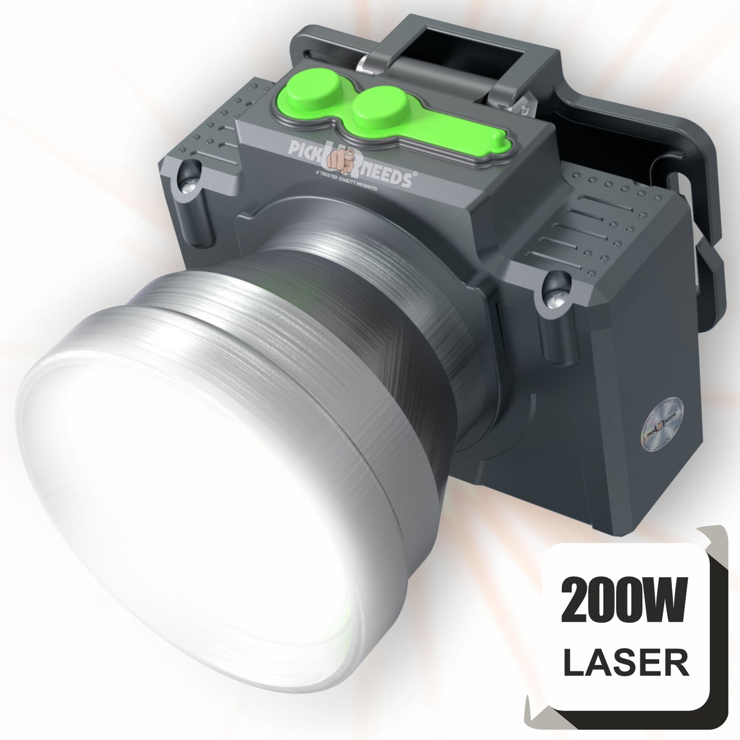 Pick Ur Needs Chargeable Head Lamp With 3 Type LED Metal Body 200W Laser 3600 mAh Long Battery 5 hrs Torch Emergency Light