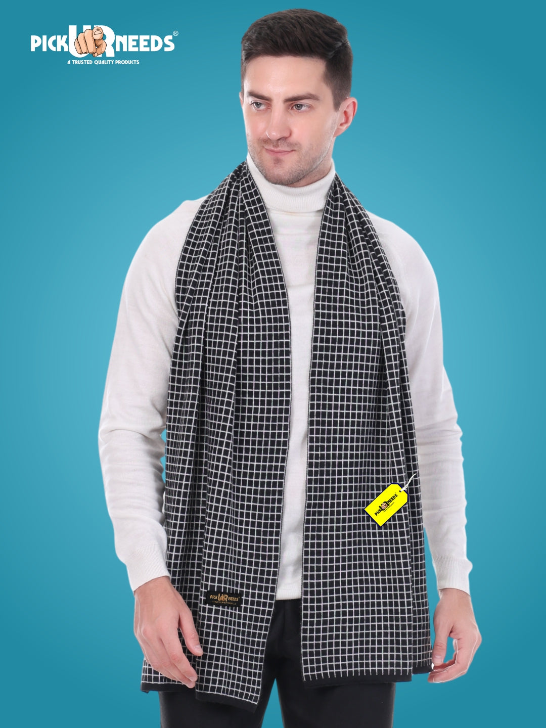 Pick Ur Needs Premium Checkered Winter Scarf, Muffler for Men – Soft, Warm, Breathable & Stylish