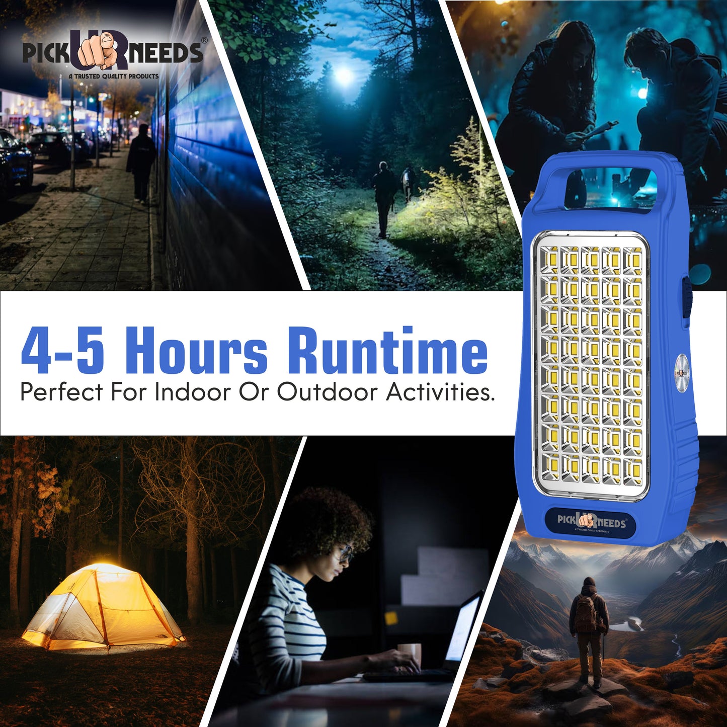 Pick Ur Needs 50W Rechargeable Emergency Light With 40 SMD Big LED 4500mAh Long Battery Backup 8 hrs Lantern Emergency Light