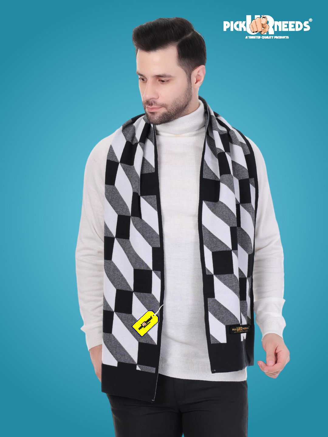Pick Ur Needs Men’s Premium Winter Wool Muffler – Soft & Warm Knitted Scarf for Casual, Office & Travel Stylish Stripe Design