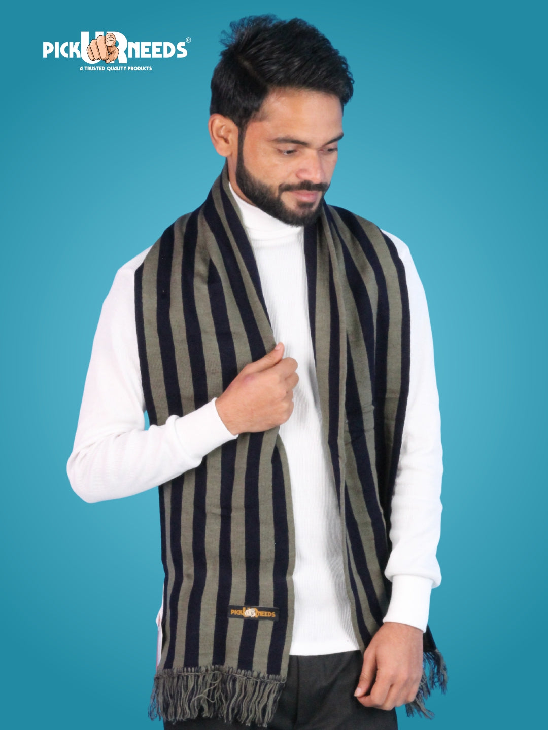 Pick Ur Needs Premium Soft Winter Muffler for Men Stylish Striped Woolen Scarf Warm & Comfortable