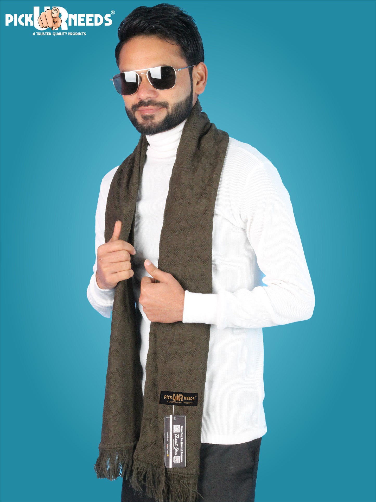 Pick Ur Needs Men’s Signature Winter Muffler Ultra-Soft Textured Scarf for Cold Weather Elegant Daily & Office Wear Muffler for Men