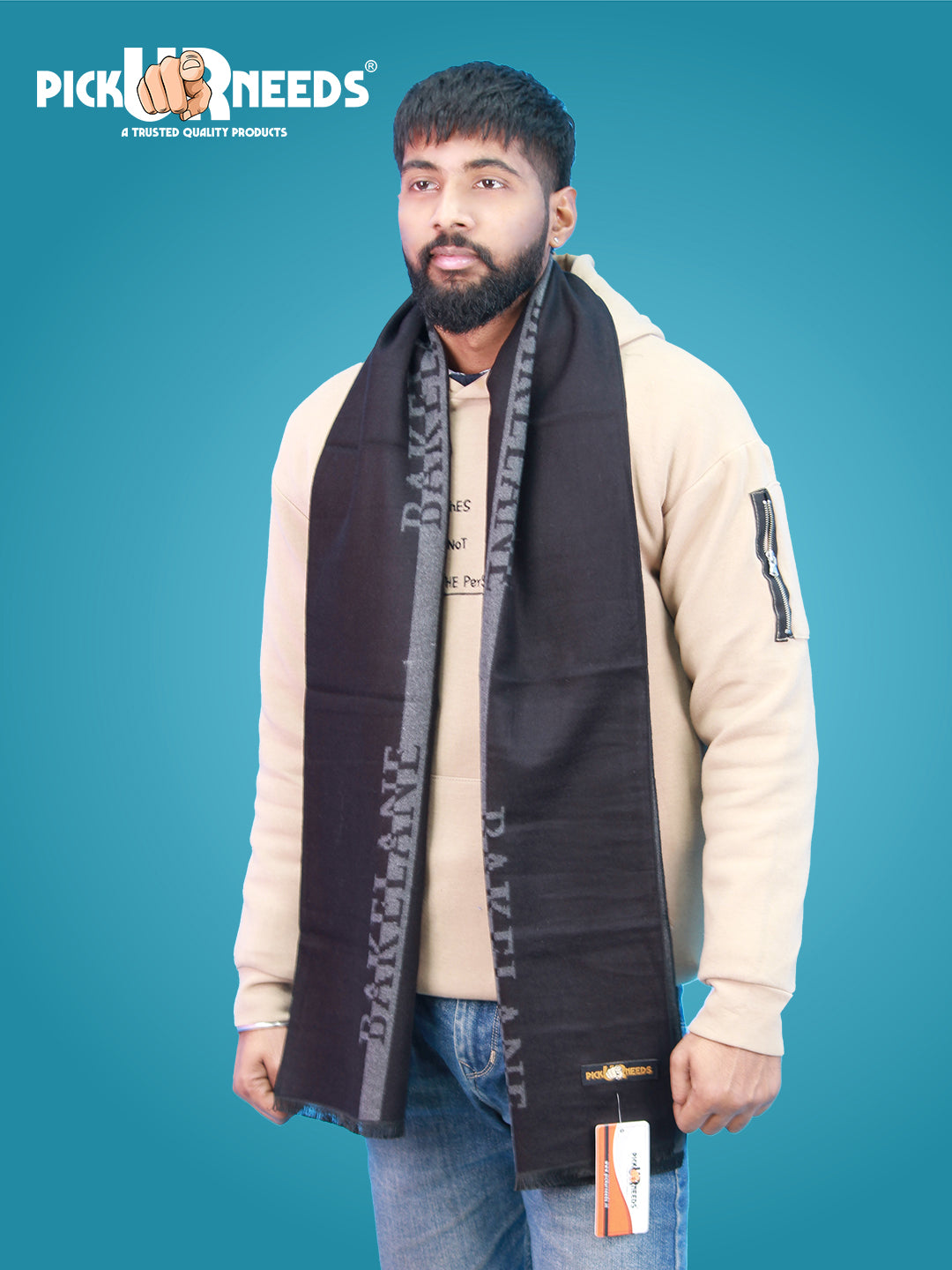 Pick Ur Needs Wool Blend Muffler for Men Soft Winter Scarf with Elegant Checks All-Day Comfort
