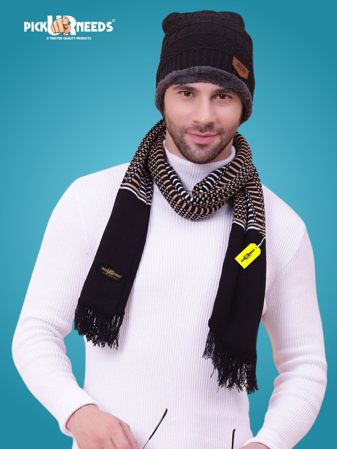 Pick Ur Needs Premium Winter Muffler for Men Soft Woolen Knitted Scarf for Warmth & Style