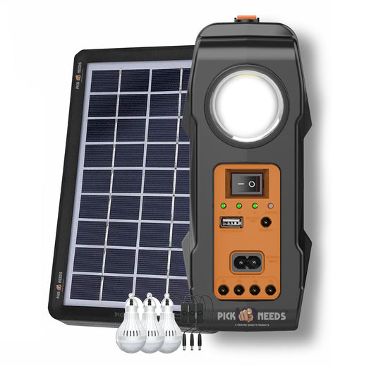 Pick Ur Needs Solar Chargeable Inverter Light Set With Study Lamp + 3 Bulb 1 USB Charging Port Solar Light Set  (Ceiling Mounted Pack of 1)