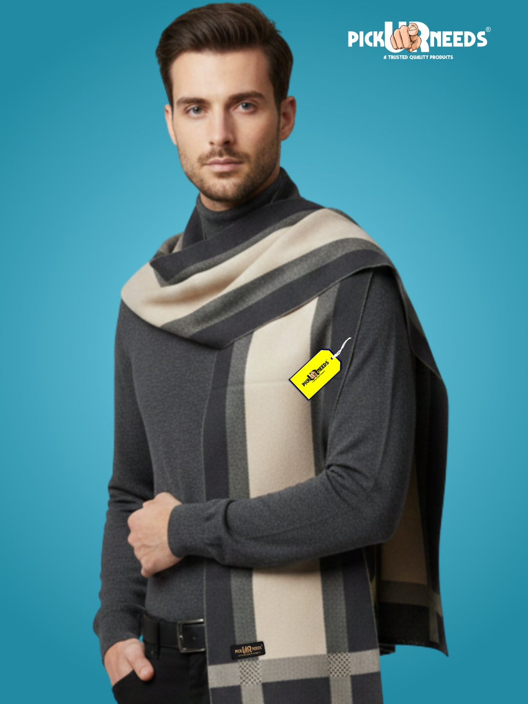 Pick Ur Needs Men’s Premium Winter Wool Muffler – Soft & Warm Knitted Scarf for Casual, Office & Travel Stylish Stripe Design