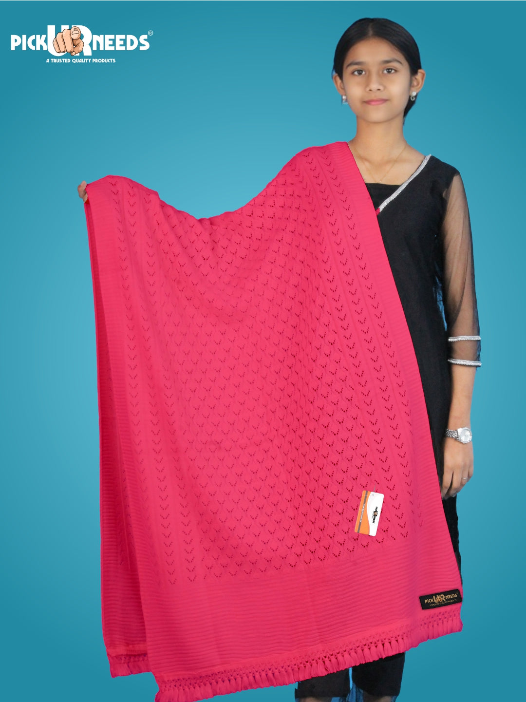 Pick Ur Needs Wool Self Design Women Shawl